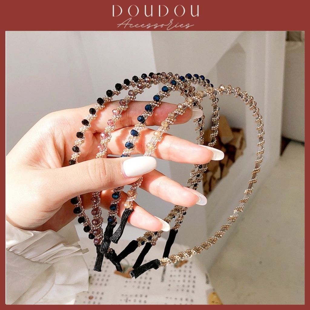 (XẢ KHO THANH LÝ) Băng đô cài tóc nữ DOUDOU Bờm cài tóc phong cách Hàn Quốc đính đá lấp lánh sang chảnh thời trang FG020
