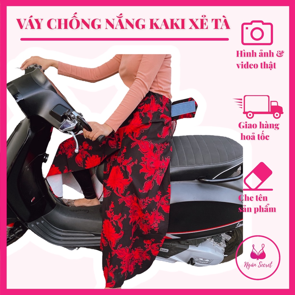 VÁY CHỐNG NẮNG XẺ TÀ NỮ - Váy chống nắng Xẻ tà vải kaki mềm, họa tiết đẹp