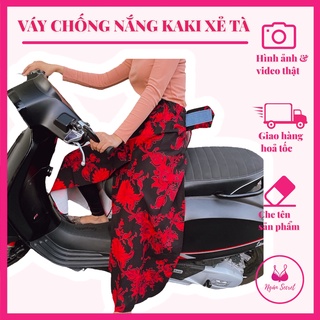 VÁY CHỐNG NẮNG XẺ TÀ NỮ - Váy chống nắng Xẻ tà vải kaki mềm, họa tiết đẹp