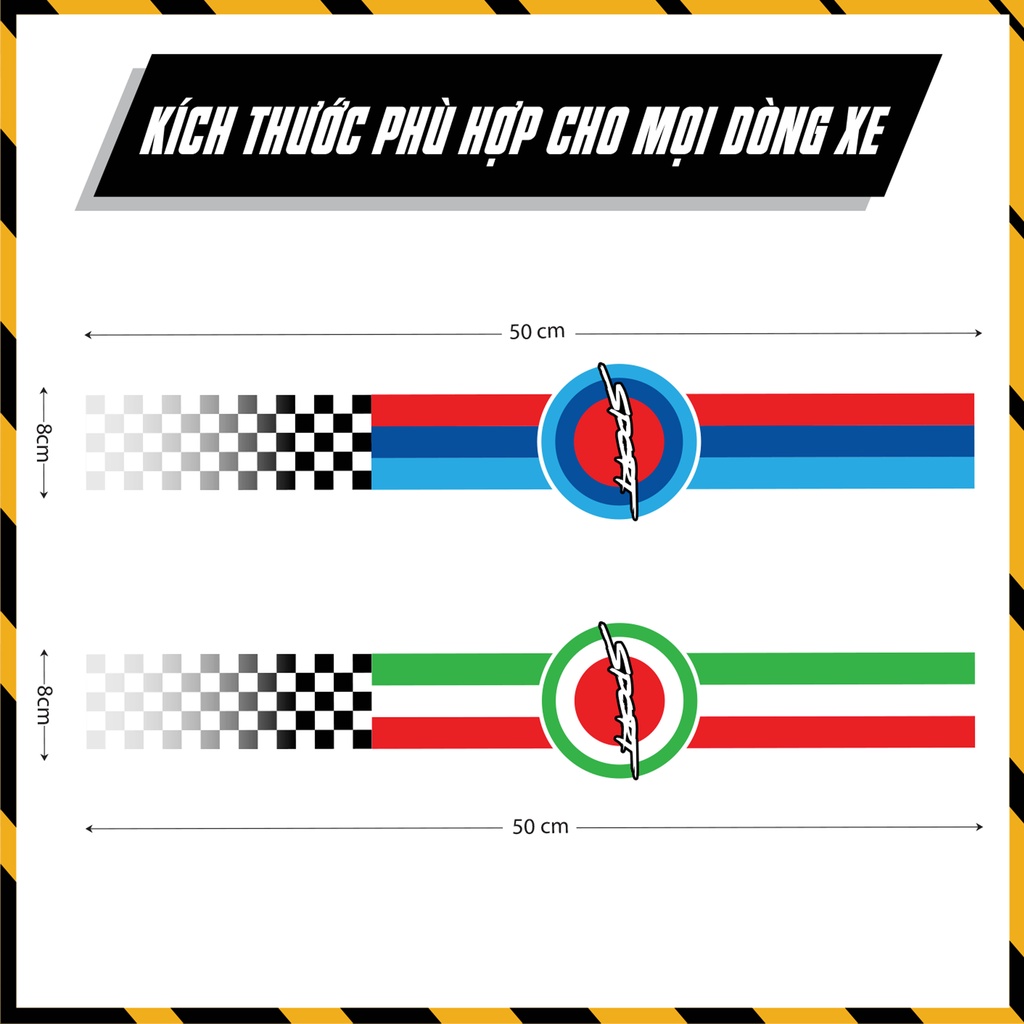 Tem Đa Vị Trí Dán Xe Máy Phong Cách Cờ Đức, Italy, Pháp, Performance | DVT LINE | Tem Xe Vespa, SH, AB, Vision,...