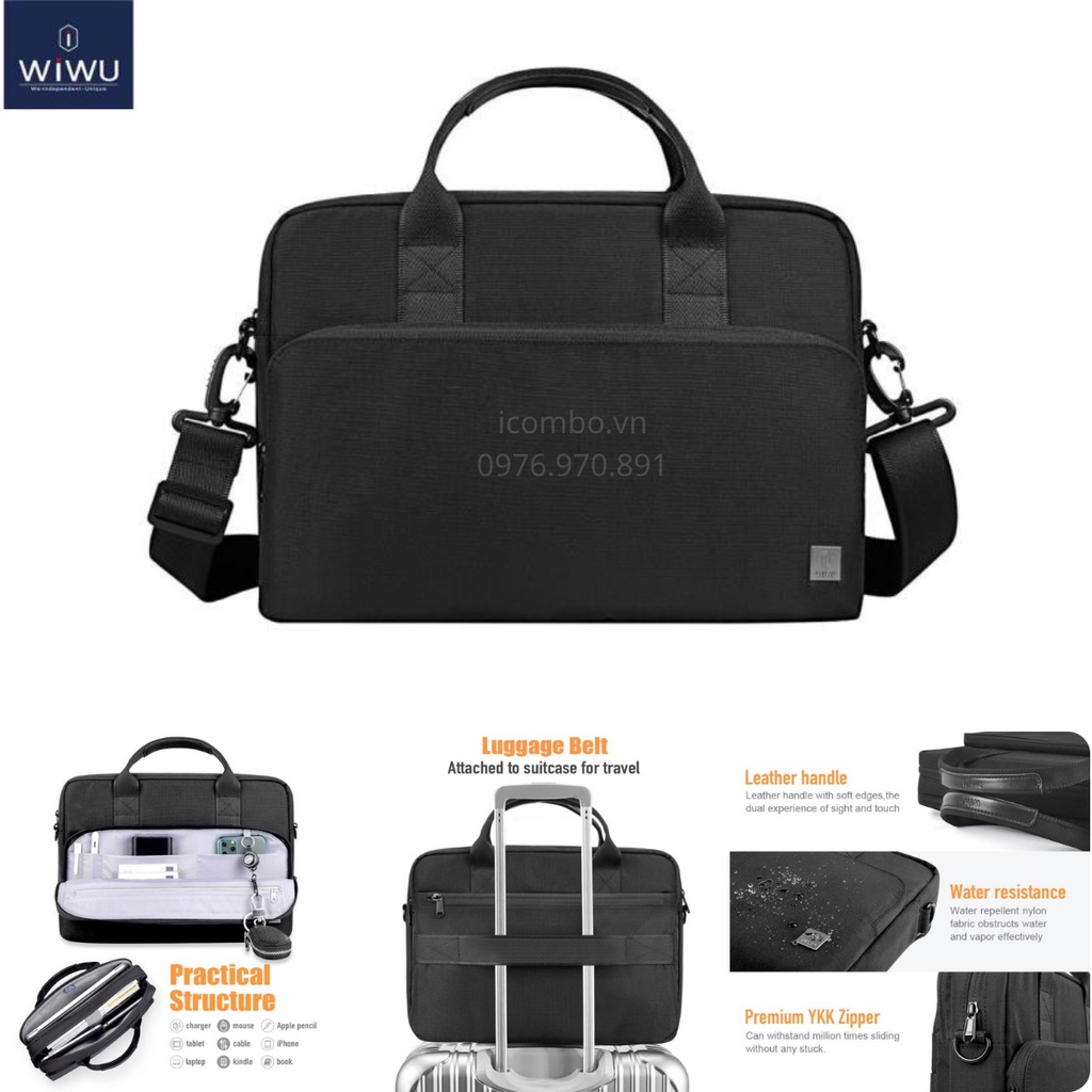 Túi chống sốc laptop, macbook có quai đeo chính hãng wiwu-W09 2 ngăn chính. Túi laptop, macbook cao cấp 13-16inch
