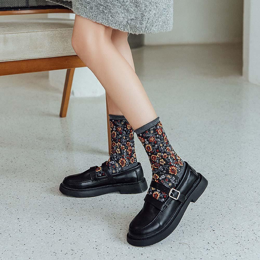 Đôi Vớ Cotton Thêu Hoa Phong Cách Harajuku Hàn Quốc Dành Cho Nữ