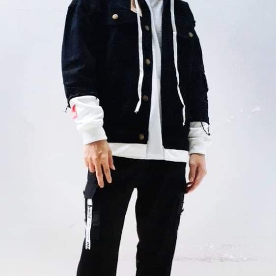 Áo Khoác Jeans Đôi Phối Mũ Nỉ Unisex Cho Cả Nam Và Nữ Vải Jeans Xuất Dày Dặn