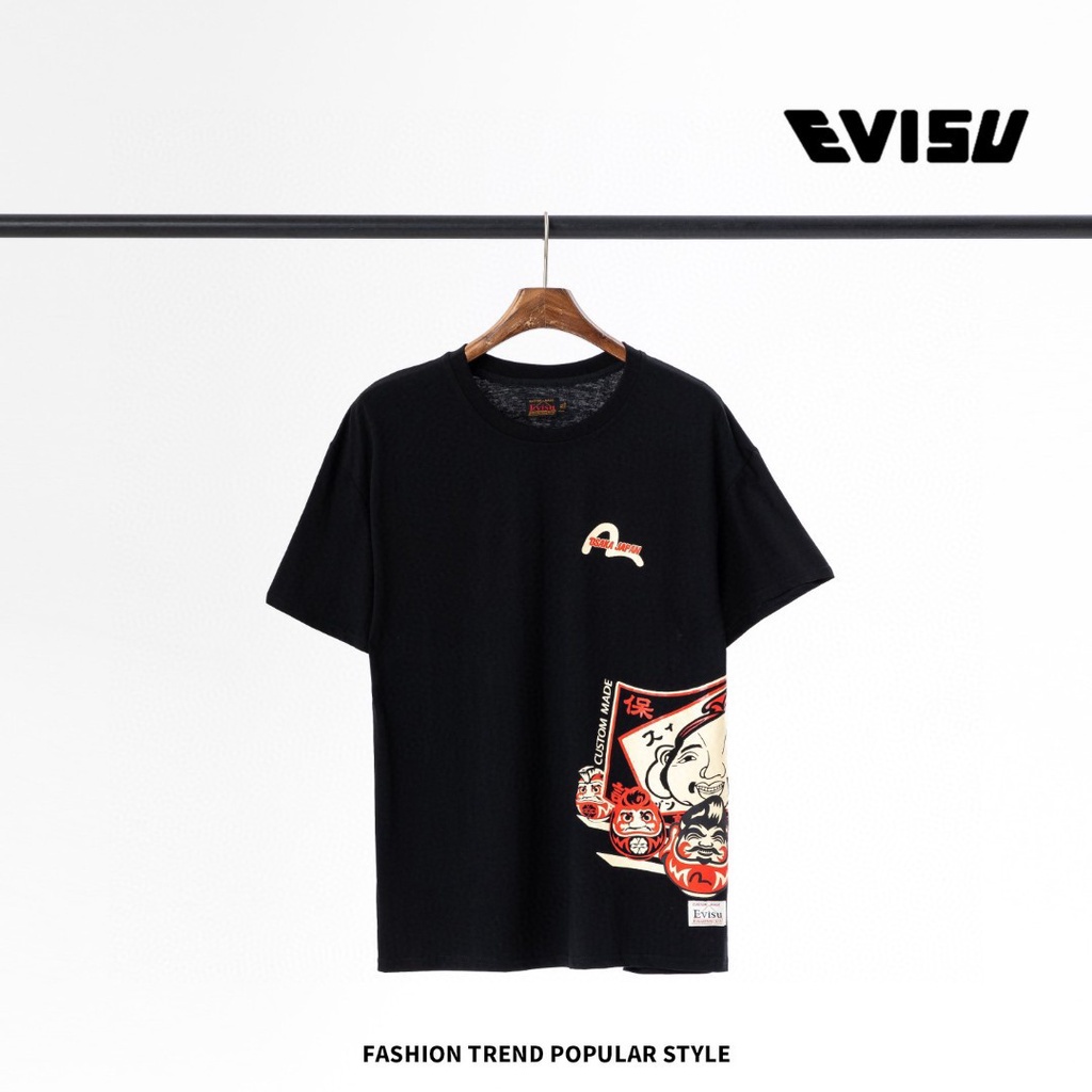 ♙Áo thun Cotton tay ngắn Evisu in họa tiết cho nam và nữ