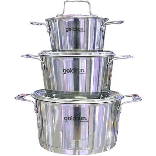 Bộ nồi inox siêu dày Goldsun 5 Đáy 3 Chiếc GD26-3506SG. HÀNG CHÍNH HÃNG
