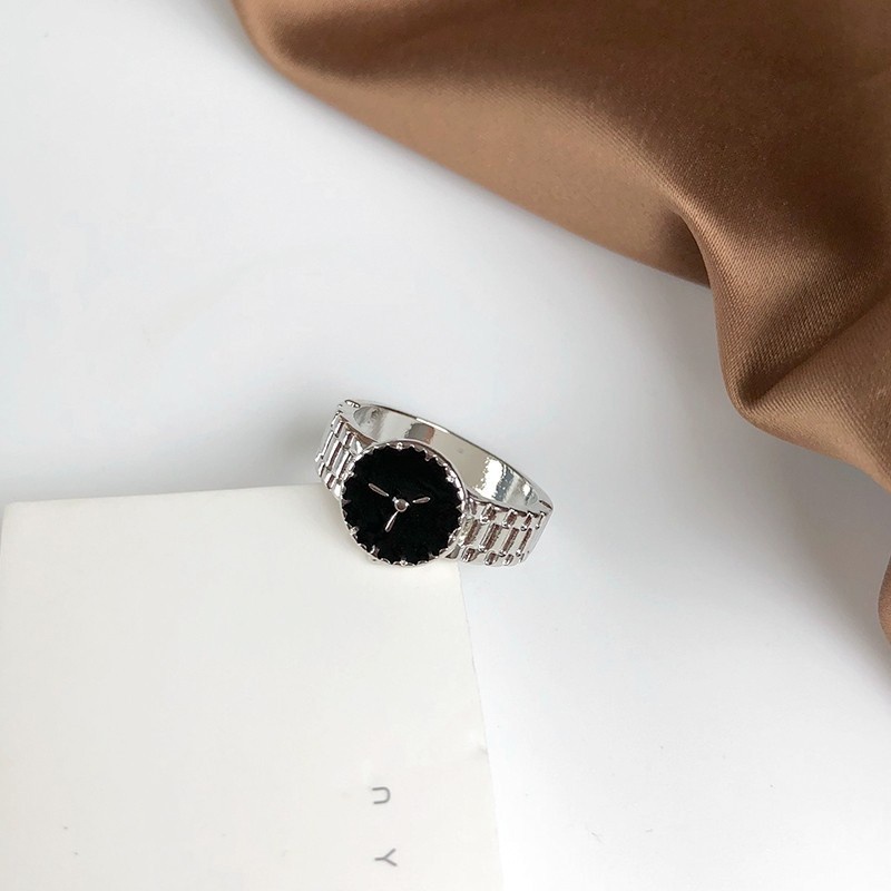 Nhẫn Hình Đồng Hồ Thiết Kế Đơn Giản Phong Cách Nhật Hàn