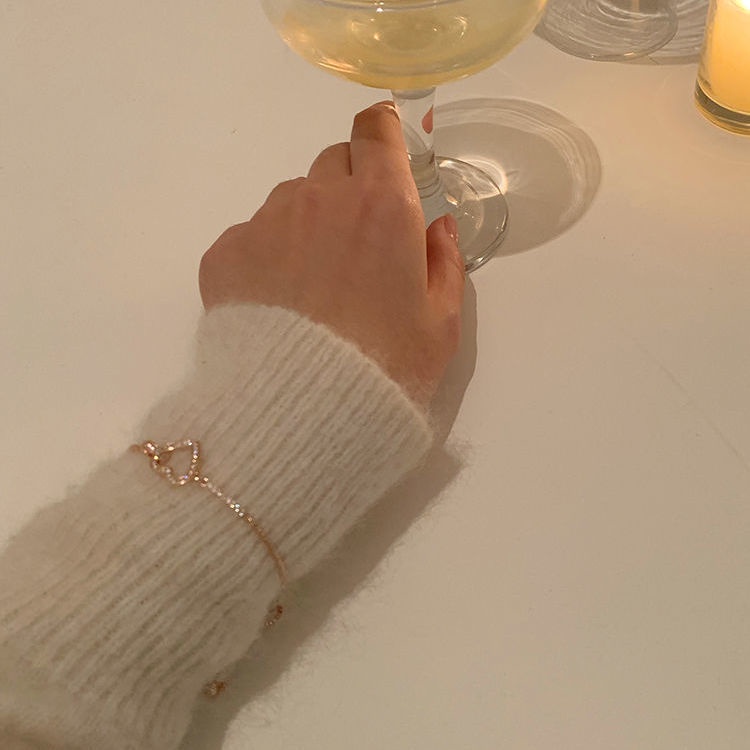 ✨✨Vòng đeo tay nữ trái tim dây cài đính đá lắc tay