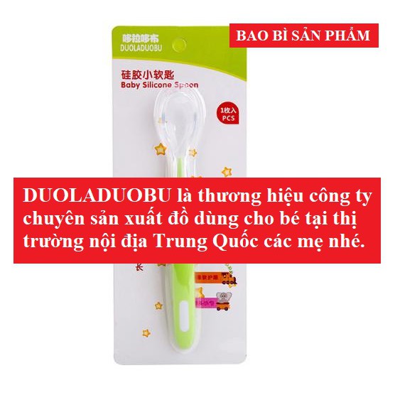 Thìa muỗng silicon cán dài siêu mềm cho bé ăn dặm