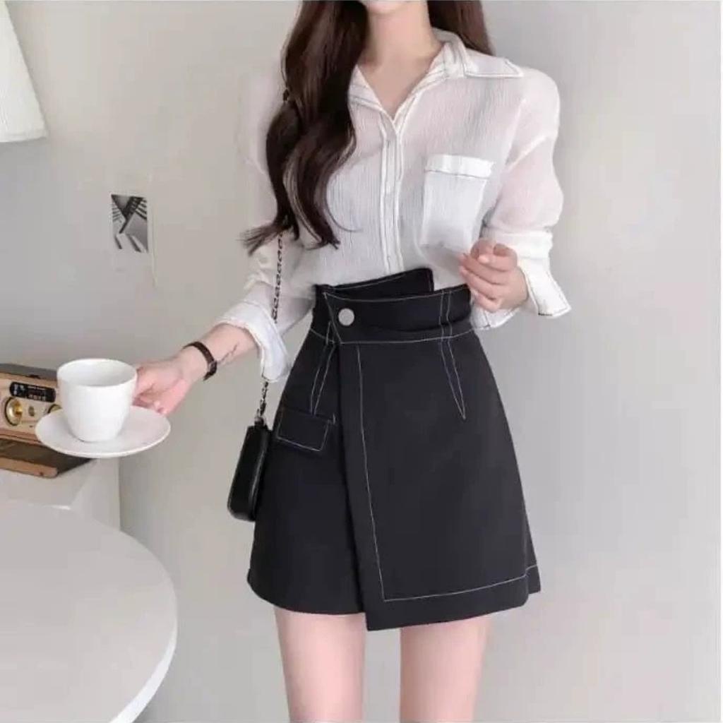 Chân Váy Chữ A Cạp Chéo Cao Cấp Phong Cách Hàn Quốc Siêu Hot