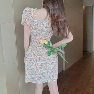 đầm hoa cổ bèo rút dây (hàng ord chỉ 2 ngày)