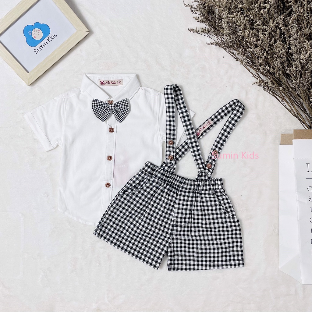 Bộ công tử cho bé trai mẫu set công tử bé trai vest yếm phù hợp body trẻ từ 3kg tới 13kg từ ss đến 1 2 3 tuổi Sumin Kids