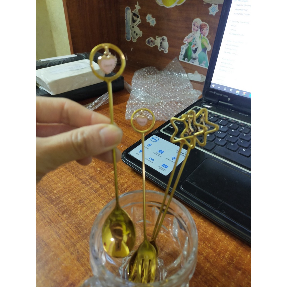 Thìa nĩa decor xinh  thép không gỉ,thìa cà phê,nĩa hoa quả.tạo hình trái tim,ngôi sao