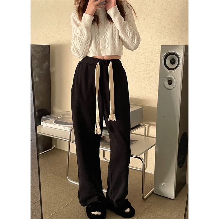 Quần ống rộng Phối Dây Rút Thời Trang Cá Tính Trẻ Trung