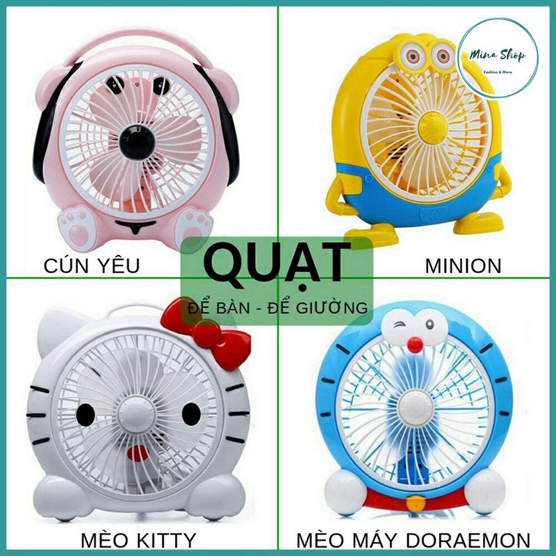 Quạt để bàn văn phòng, quạt hình thú siêu cute 3 tốc độ gió siêu mát, tiện lợi khi di chuyển minashop