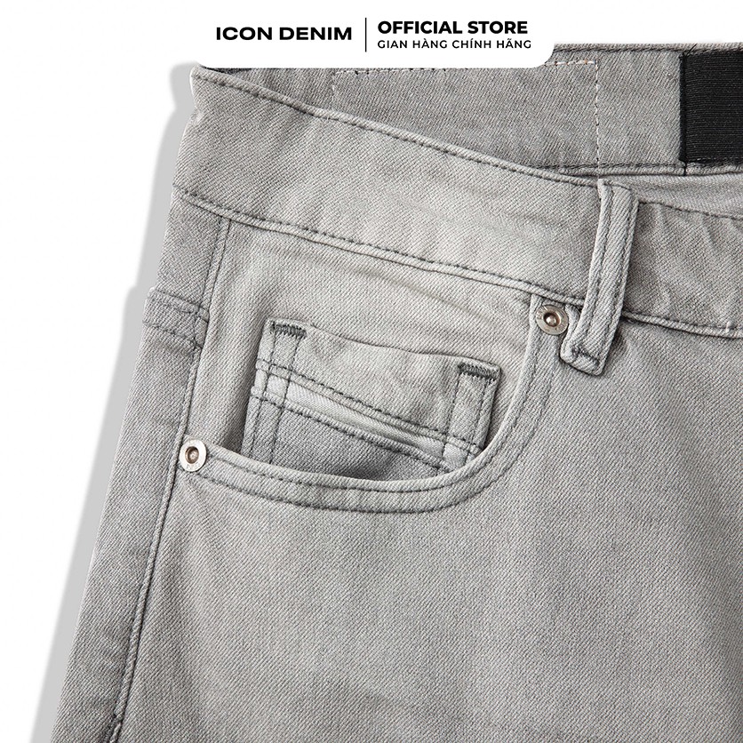 Quần Jean Nam ICON DENIM Dáng Slim-fit Trơn Light Grey Wash