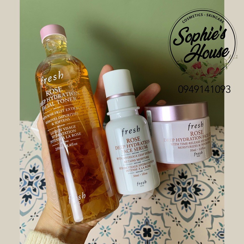 Set 3 món Fresh Rose Deep Hydration Skincare Routine