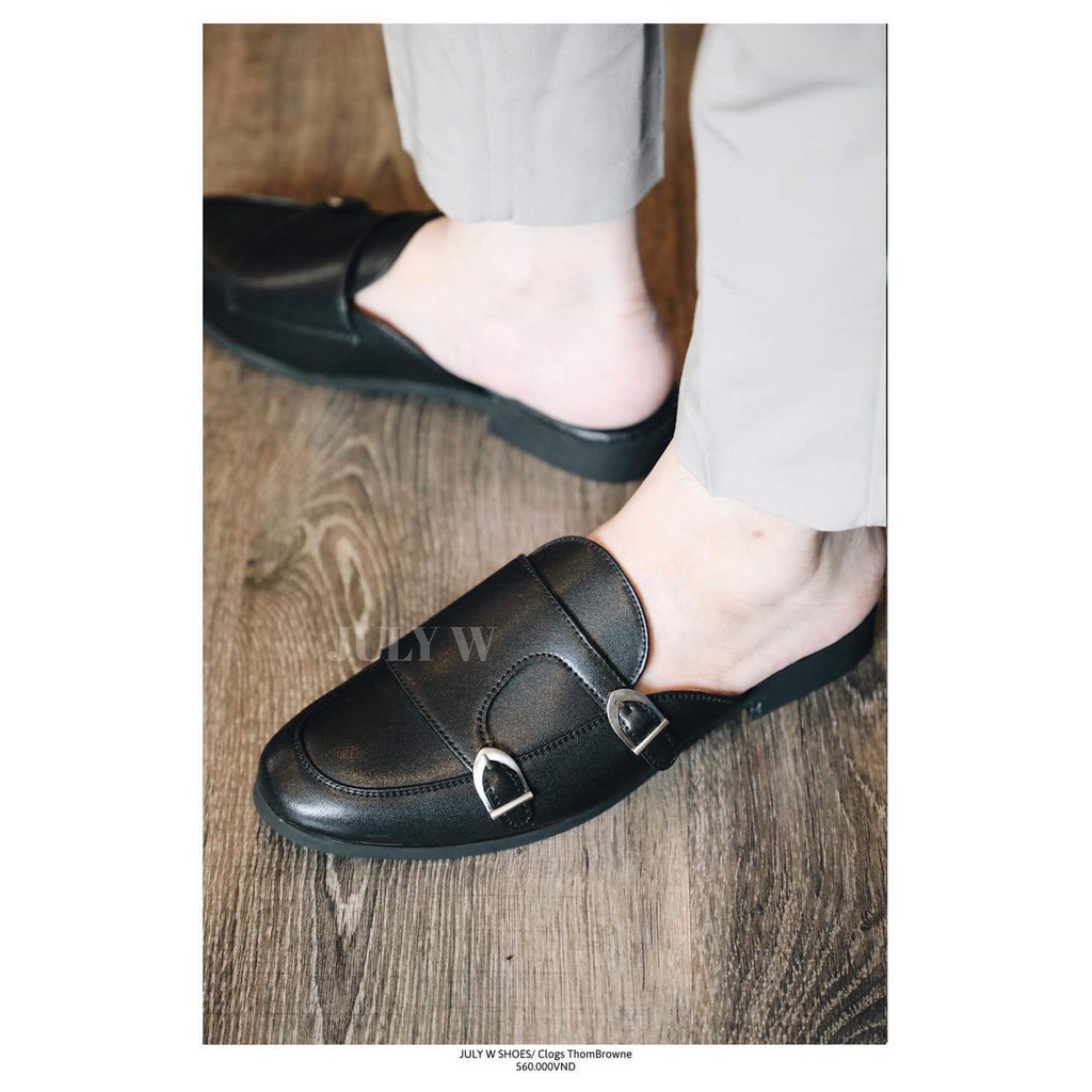 [ Giày Nam Giá Rẻ ] Giày sục nam da bò. Double Monk Strap Slipper