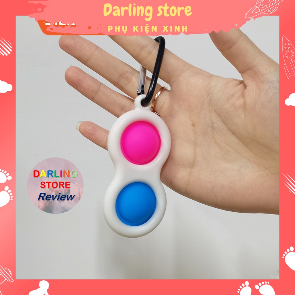 Móc treo khóa Pop It bấm bong bóng giải trí thông minh, Pop It đồ chơi bấm bong bóng silicon giảm stress Darling Store