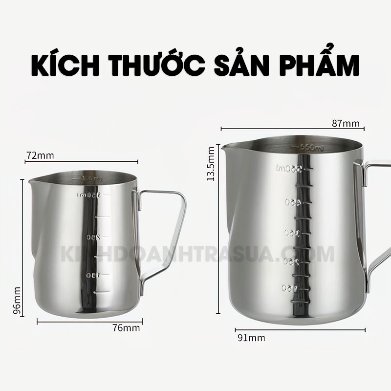 Ca Đánh Sữa Lạnh Inox 304 Có Vạch Chia Rõ Ràng 350ml - 600ml