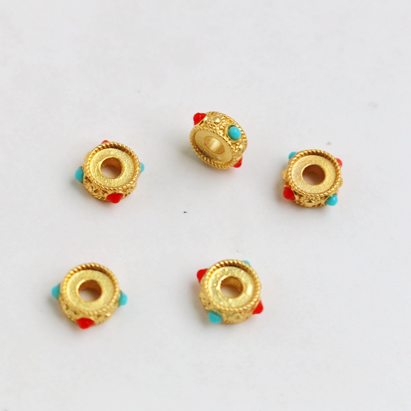 Phụ Kiện Bánh Xe Lỗ Lớn 3 * 7mm 14K Màu Vàng Đồng Chuyên Dụng Làm Vòng Tay/Dây Chuyền diy