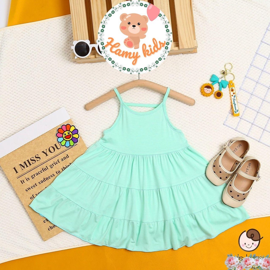 Váy Đầm Dây Minky Mom Chính Hãng Chất Vải Thun Lạnh Mịn Mát Cho Bé 0-5 Tuổi Dưới 20kg - Hamykids