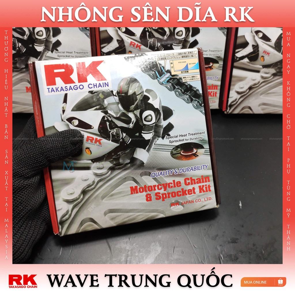 Nhông sên dĩa RK xe Wave Trung quốc thương hiệu Nhật Bản