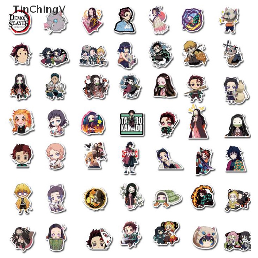 Bộ 200 Sticker Hoạt Hình Demon Slayer Bằng PVC Trang Trí Ván Trượt / Laptop / Guitar DIY