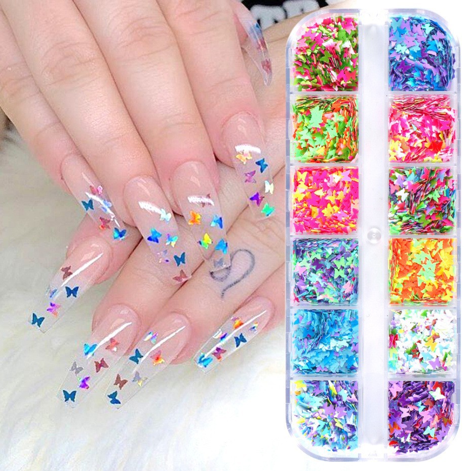 Khay Bướm Neon Dạ Quang Đính Móng