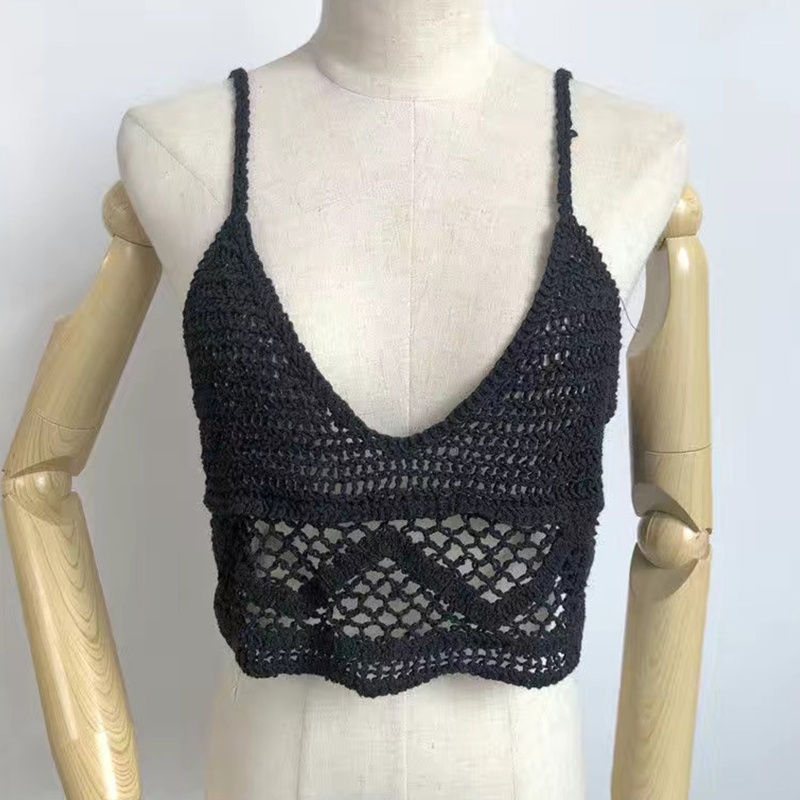 Áo Croptop Dệt Kim Không Tay Cổ Chữ V Họa Tiết Kẻ Sọc Thời Trang Hàn Quốc Cho Nữ
