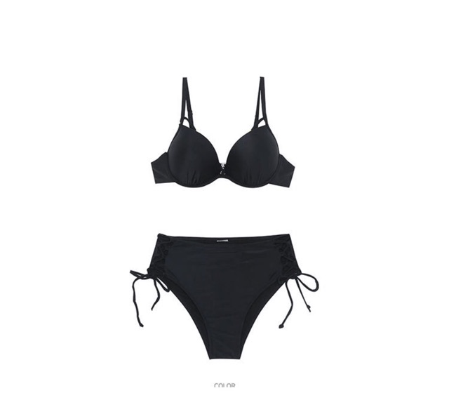 Đồ bơi My Bikini 2 mảnh quần cạp cao áo dây ngực Màu đen (có sẵn)