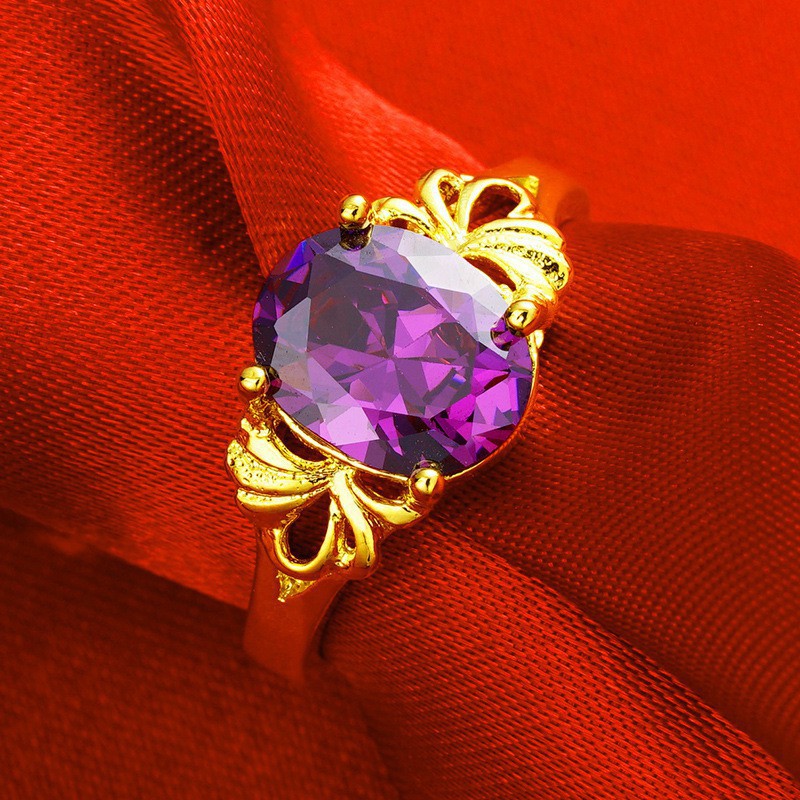 Trang sức nhẫn đá quý mạ vàng 24K thời trang dành cho nữ