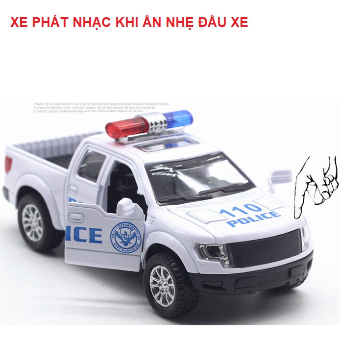 Xe ô tô cảnh sát mini bằng sắt chạy cót xe có âm thanh và đèn mở cửa xe