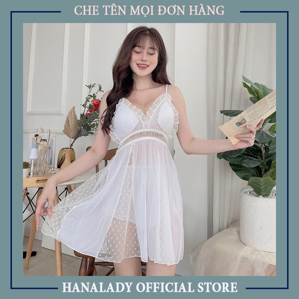 Váy ngủ gợi cảm siêu mỏng - Đầm ngủ voan lụa kèm quần gợi cảm xuyên thấu V481
