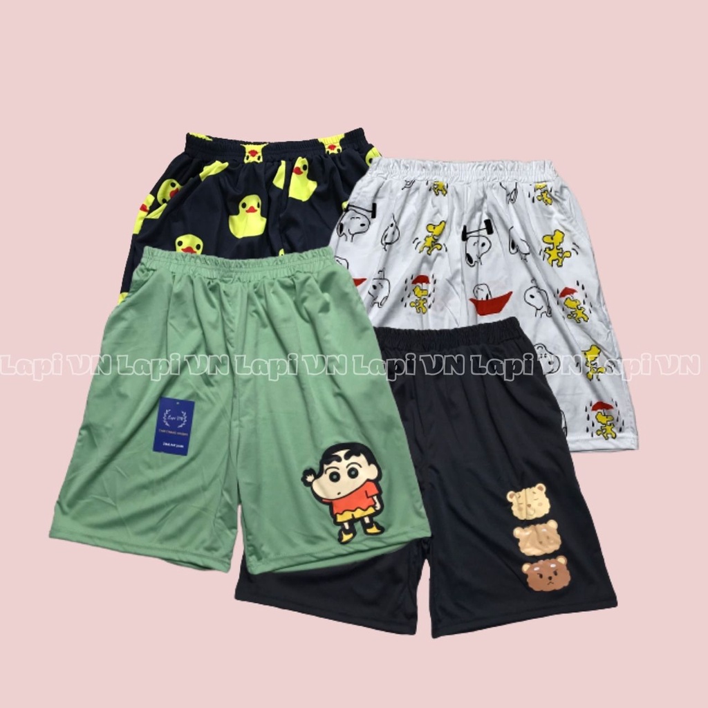 Quần Short Lửng Cartoon Thú Unisex (Nhiều mẫu)-Lapi VN ,FREESIZE đến 65kg,