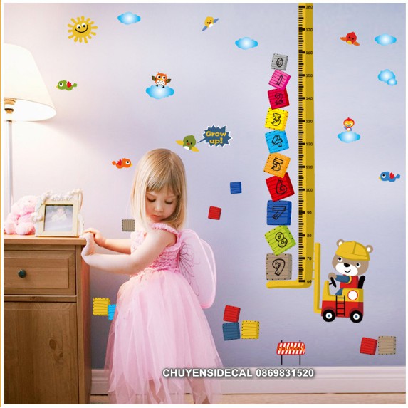 Decal trang trí tường - Thước Đo Số Thứ Tự mẫu mới
