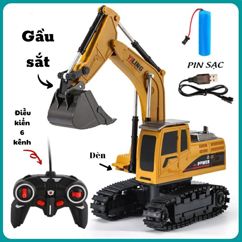 Xe Máy Xúc Điều Khiển Từ Xa Đầu Múc Kim Loại Sạc Pin1