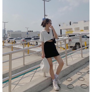Áo crop len cổ V (kèm video quay tại shop).