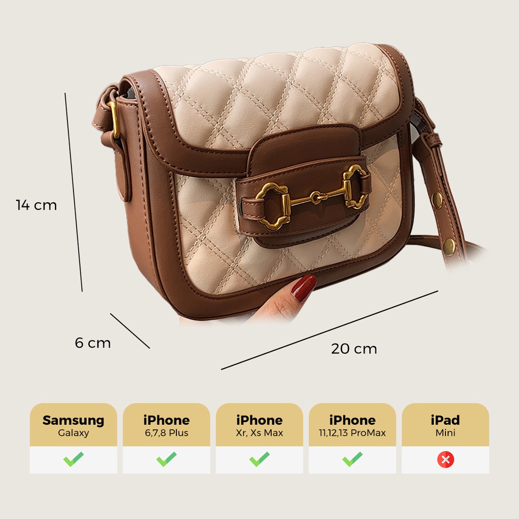 Túi xách nữ đẹp đeo chéo kẹp nách MUNGA chất liệu da cao cấp họa tiết ô trám, thời trang công sở đi làm đi chơi TMG04