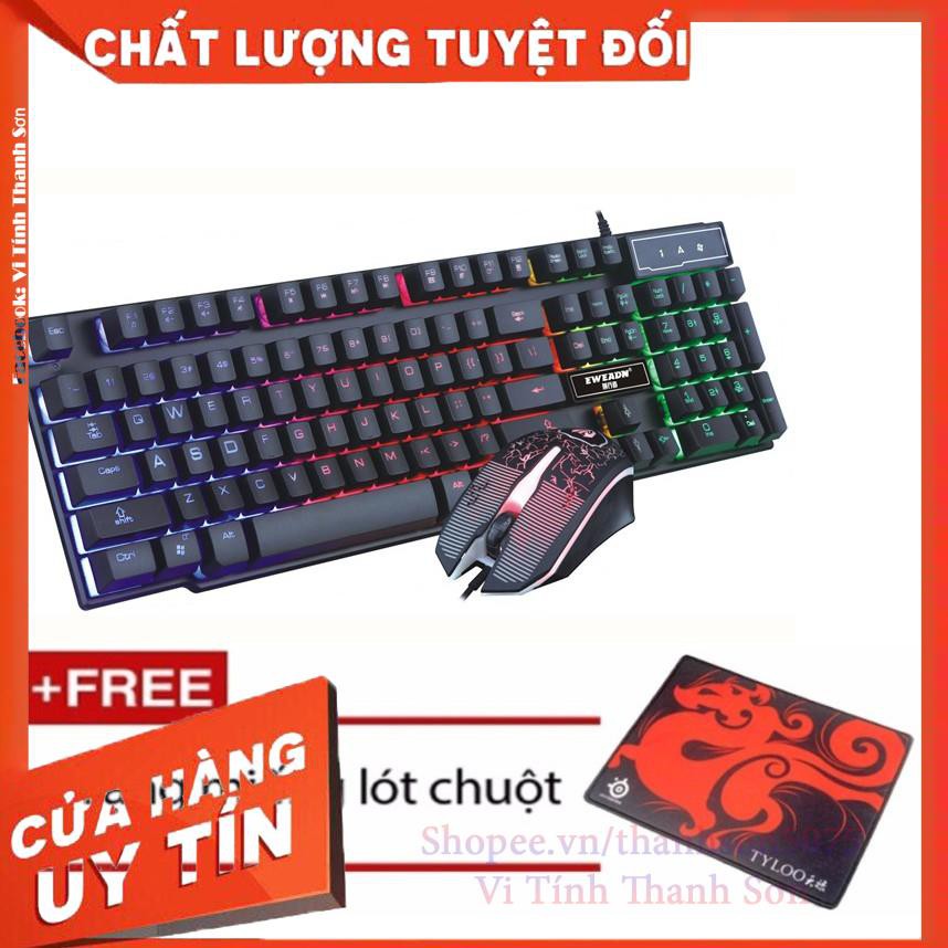 [TẶNG LÓT CHUỘT ] Bộ bàn phím giả cơ và chuột game Eweadn KMX-50 Led 7 màu - Vi Tính Thanh Sơn