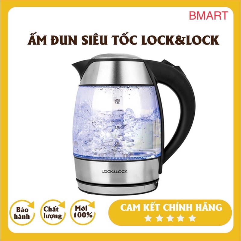 Ấm siêu tốc thuỷ tinh Lock&amp;Lock | Leben Lang | Chefman 1.8L [Chính hãng - Bảo hành 12 tháng]