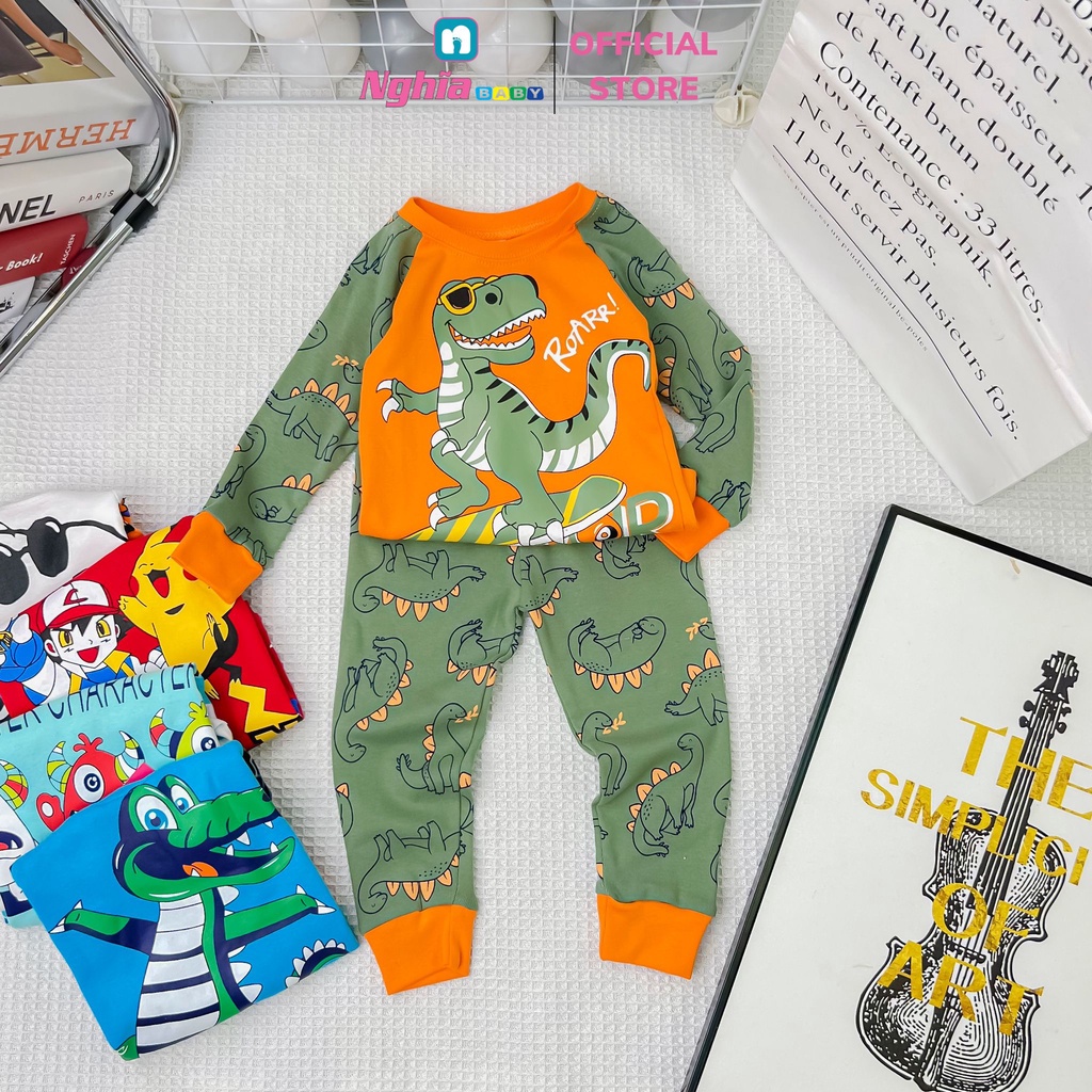 Đồ bộ dài bé trai - Bộ Quần áo dài tay bé trai - Đồ bộ dài tay cho bé trai chất bozip NGHĨA BABY dành cho bé từ 9-21kg