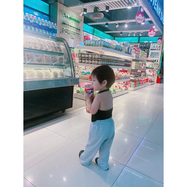 Set bộ tk quần xuông + áo đen hở lưng cho bé gái 10-25kg