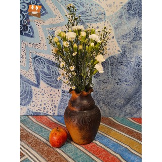 Bình gốm thủ công Bàu Trúc, bình hoa Chămpa  BT0048 14x14x22 ±2cm