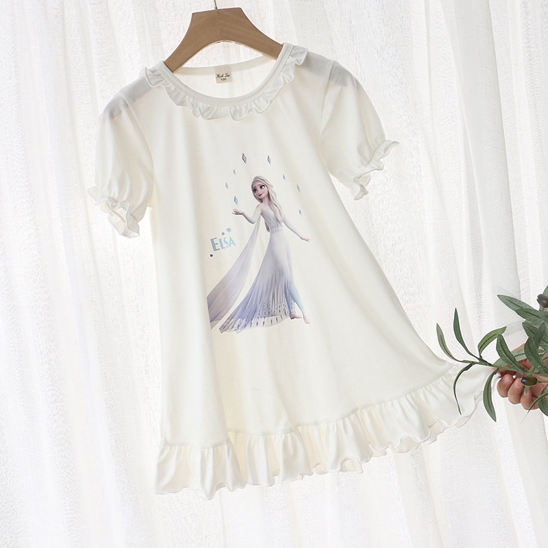 Bộ Đồ Ngủ Cotton Ngắn Tay Họa Tiết Công Chúa Elsa/Nàng Tiên Cá Dành Cho Bé Gái-KAD