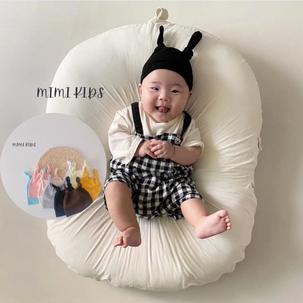 Mũ nón Cotton thắt nút 2 bên đáng yêu cho bé 0-12m Mimi Kids MD27