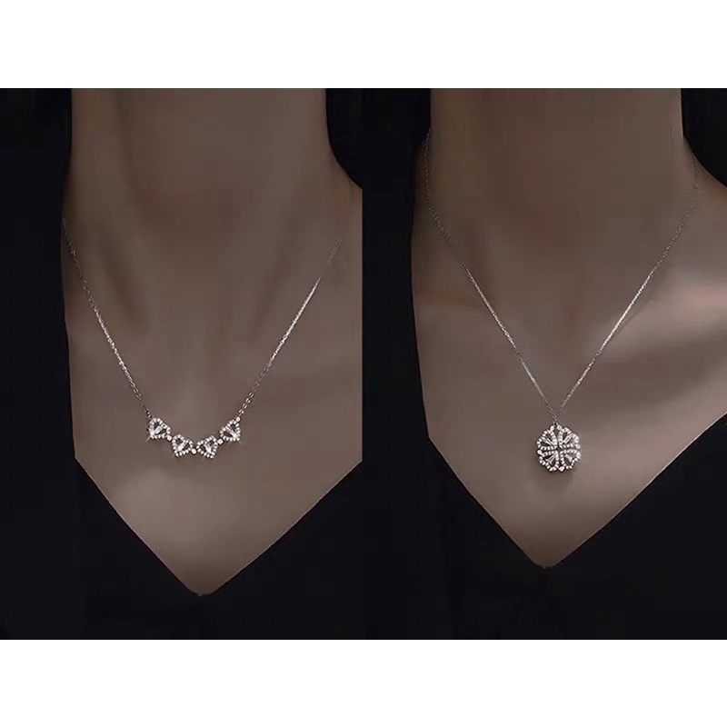 Dây chuyền tim cỏ 4 lá đeo 2 kiểu