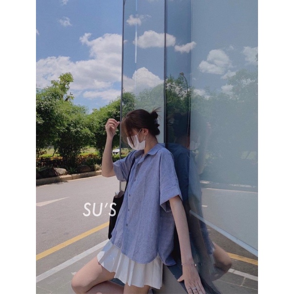 [Ảnh thật/Video]Áo sơ mi kẻ basic thiết kế xẻ vạt cài cúc phía sau Áo sơ mi Hàn Quốc | BigBuy360 - bigbuy360.vn