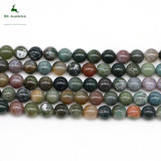 Hạt mã não Ấn Độ đá tự nhiên St.kunkka tròn - (1 sợi / lô 4 x 6 x 8 x 10 x 12mm)