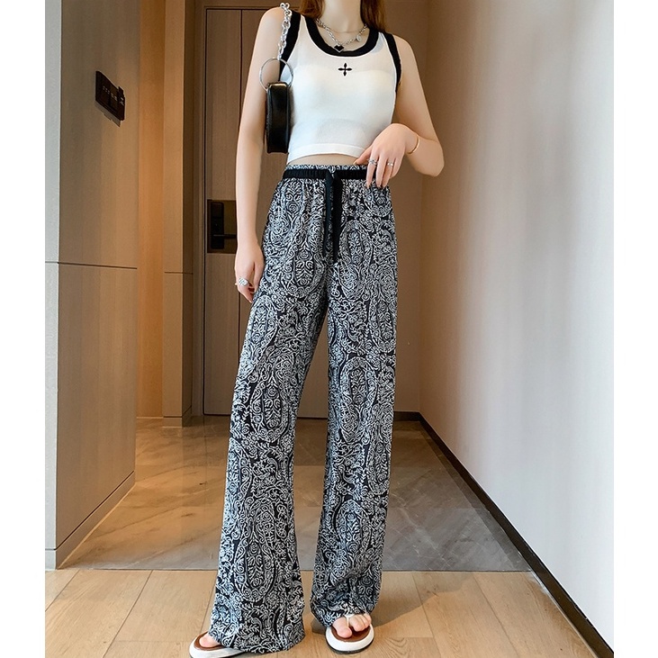 Quần chiffon Ống Rộng Lưng Cao Thời Trang Hàn Quốc Cho Nữ