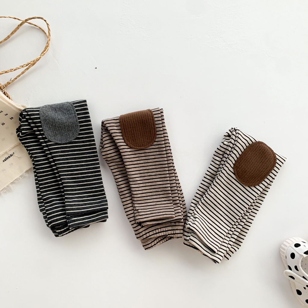 Quần dài bằng cotton kẻ sọc đáng yêu cho bé